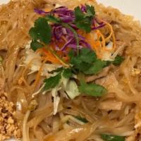 Pad Thai · Stir fried rice noodles with our exclusive
sauce, eggs, green onions, peanuts and bean sprouts