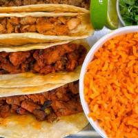 9 Al Pastor Tacos Side Of Rice And Beans 8Oz · rice and beans side