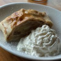 Strudel · Imported directly from Germany, thinly sliced
apples with sweet spices and raisins in a stru...