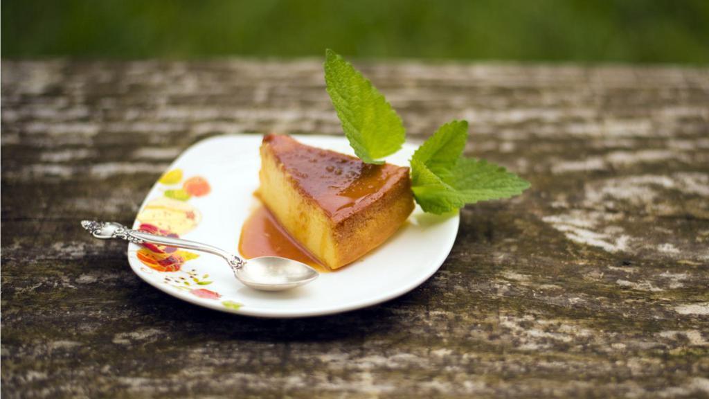 Flan Napolitano · Traditional sweet flan topped with a thin layer of caramel.