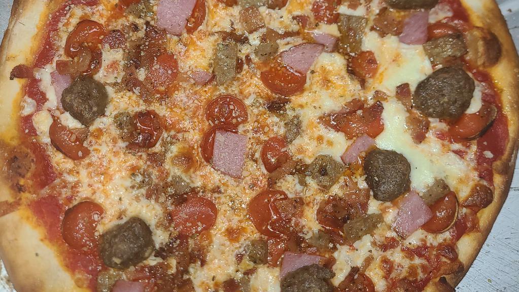 16 - Meat Lover · pepperoni, sausage, meatball,. ham, pig candy