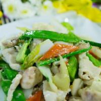 Chicken Chow Yuk · Chicken sauteed with peapods, bell peppers, mushrooms, onions, cauliflower, celery, bok choy...