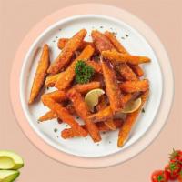 Sweety Fries · Cut sweet potato wedges fried until golden brown