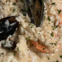 Seafood Risotto (Lunch) · Cheesy fluffy risotto (rice) with mixed seafood and mushrooms.