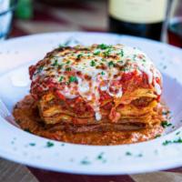 8 Layer Lasagna · A lunch-size portion of our hearty handmade lasagna with eight layers of pasta, meat sauce, ...