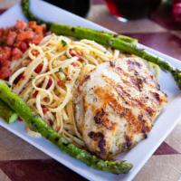 Pollo Con Fresca (Gf) · Grilled chicken breast served with gluten-free pasta, topped with sundried tomatoes. Include...