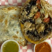 Meat Burrito · Choice of meat. Served with rice, choice of beans, cheese, sour cream, pico de gallo, and gu...