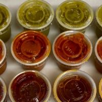 Extra Salsa · Choose a two ounce container or four ounce container of medium green, medium red, hot red, o...