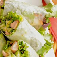 Grilled Chicken Rolls · rice paper rolls with grilled chicken, sprouts, rice noodles, lettuce & peanut sauce. (4pc)