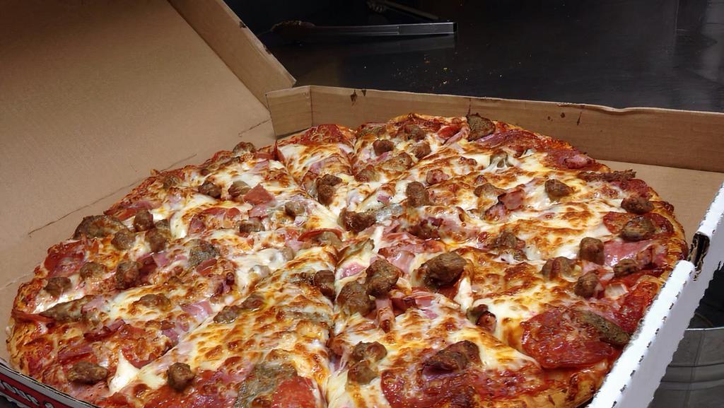 Meatlovers  Pizza  Pepperoni Sausage Meatballs And Bacon: Sorry No Substitutions On This Item · MEAT LOVERS  Pizza  Pepperoni Sausage Meatballs and Bacon: Sorry No Substitutions on this item