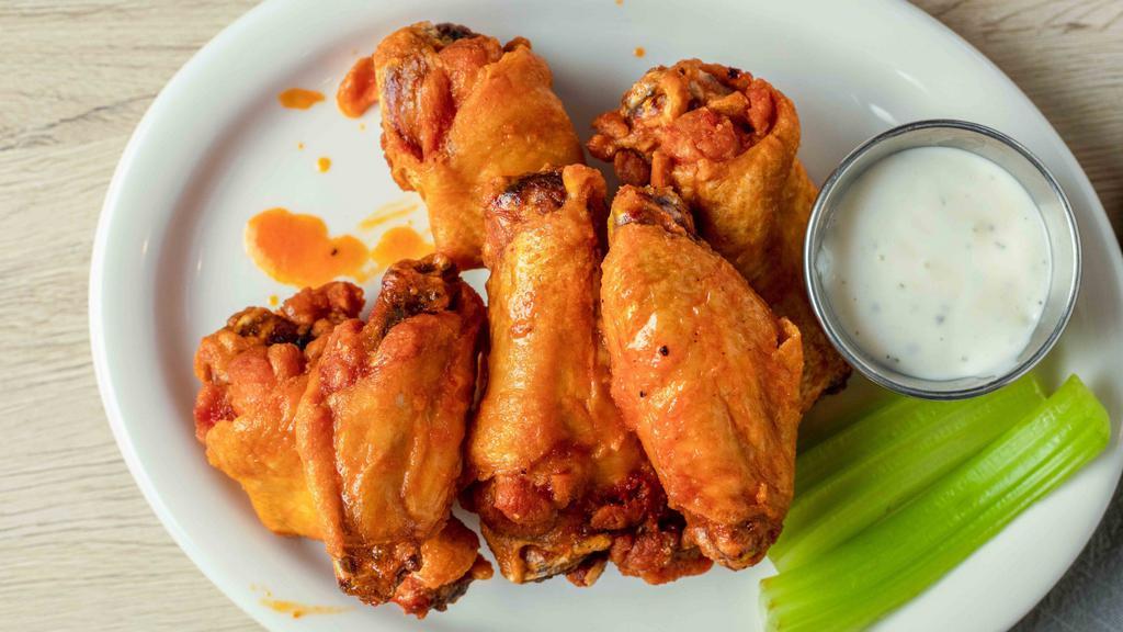 Wings · Hot, Medium, Mild, BBQ. Honey Hot, Honey BBQ . Side of Ranch, or Blue Cheese. Extra Ranch or Blue Cheese for an additional charge.