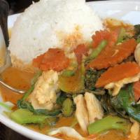 Evil Prince Curry · Red curry with Chinese broccoli, carrots, broccoli, cabbage, and more assorted veggies. Our ...