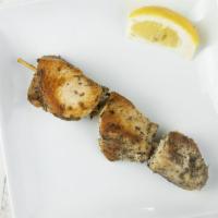 Chicken Souvlaki (Single) · Singles include: one souvlaki, one side, pita bread. Chicken breast marinated, grilled and d...