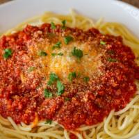 Spaghetti With Marinara Sauce · Comes with garlic bread and garden salad.