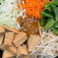 Royyim Thai Buddha Bowl · Brown rice with fried tofu, mint, carrot, cabbage, bean sprout. Topped with peanut sauce.