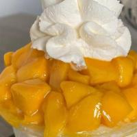 Mango Mini * · milk shaved ice, topped with fresh mango, milk syrup, house-made whipped cream