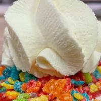 Fruity Pebbles *  · milk shaved ice, topped with fruity pebbles, strawberry puree, milk syrup, house-made whippe...