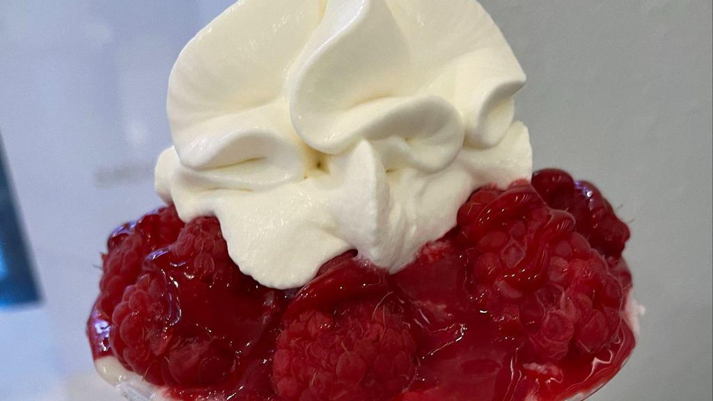 Berry Mini * · milk shaved ice, topped with fresh strawberry & raspberry, fruit puree, milk syrup, house-made whipped cream