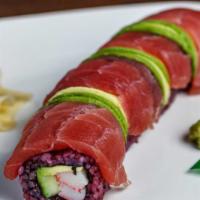 Tuna Dragon Roll · Crab stick, avocado, cucumber / tuna, avocado.