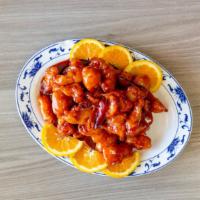 Orange Chicken · Tender sliced chicken dipped in batter, deep fried to crispiness, and sauteed in our special...