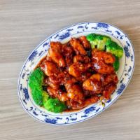General Tsao'S Chicken · Hot. Breaded chicken sauteed with our home made spicy sauce on a bed of broccoli.