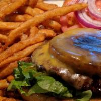 Hawaiian Burger (1/4 Lb) · Beef patty with teriyaki, cheddar cheese, and sliced pineapple. Served on a grilled bun with...