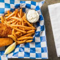 Fish & Chips · Alaskan cod dipped in scuttlebutt's special beer batter, panko breaded and fried to perfecti...