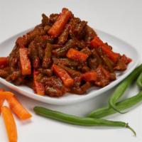 Fosolia (Green Beans & Carrots) · Lightly spiced green beans cooked with tomatoes, carrots and onion.