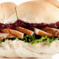 Cranberry Turkey Sandwich	 · thick-sliced roasted turkey breast / cranberry sauce / leaf lettuce / mayo / on a hand-tied ...