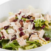 Aloha Chicken · chopped romaine lettuce / grilled chicken / toasted almonds / diced pineapples / dried cranb...
