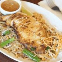 Sp2 Lemongrass Chicken Pad Thai · Chicken marinated in lemongrass sauce served with Pad Thai noodles and peanut sauce