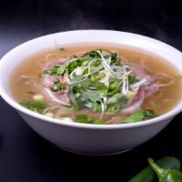 Pho Tai · The Noodle soup is topped with rare eye-of-round steak.