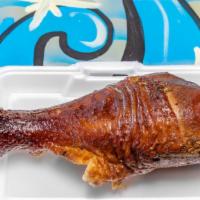 Xl Turkey Leg · Comes with 2 sides, muffin, dessert (Peach Cobbler), and drink