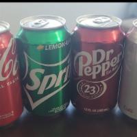 Can Soda · Dr. pepper, coke, diet coke, sprite.