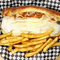 Chicken Parmwich · Breaded chicken topped with marinara and provolone cheese on fresh baked bread.
