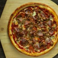 Meat Lovers · Aka vegetarian haters. Pepperoni, sausage, Canadian bacon, beef, and bacon.