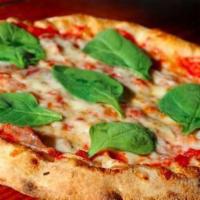 San Marino · Crushed tomato sauce, goat cheese, mozzarella, prosciutto, spinach, garlic, crushed red pepper