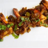 Lasooni Shrimp · House Marinated Shrimps With Garlic And Green Chili Glaze (GF)