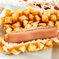 서울 감자 핫도그 / Seoul Sausage Potato Hotdog · Original sausage covered with potatoes.