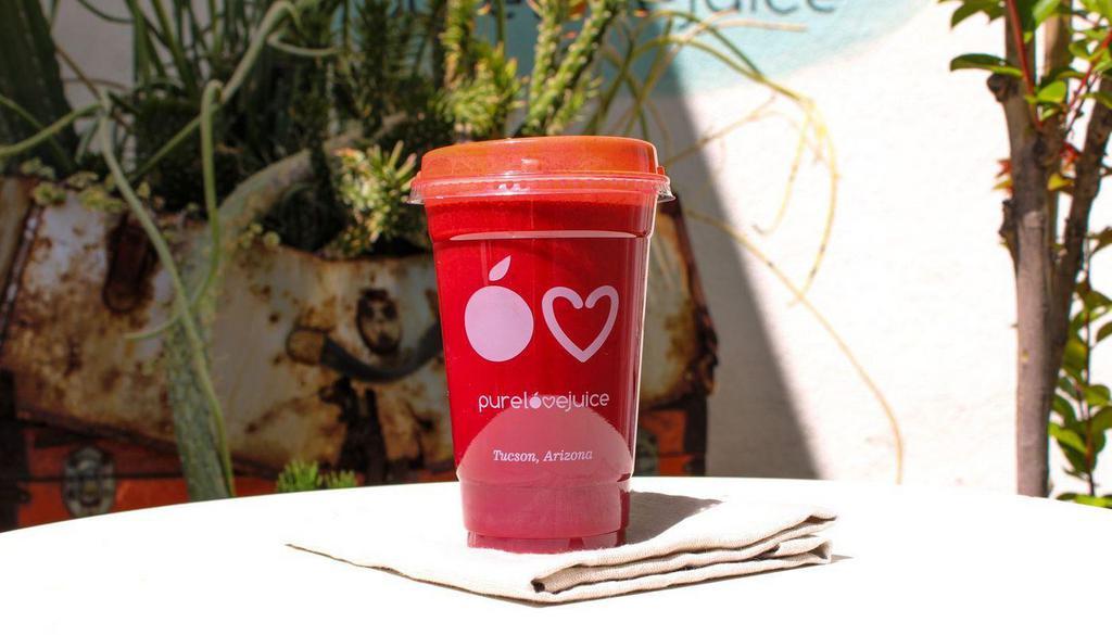 Pure Red · Beet, carrot, ginger, orange, lemon, celery, cucumber / anti-inflammatory, liver support, digestive support. 20oz