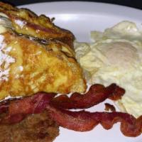 Valley · Two eggs, two Texas French toast two bacon, one sausage.