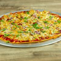 Bbq Chicken Pizza  · bbq sauce | chicken | red onion | cilantro
