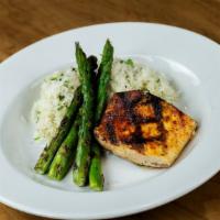 Grilled Blackened Mahi · With Cilantro Lime Rice, Grilled Asparagus