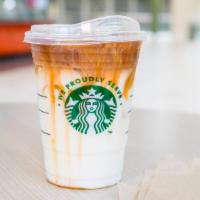Iced Caramel Macchiato · We combine our rich, full-bodied espresso with vanilla-flavored syrup, milk and ice, then to...
