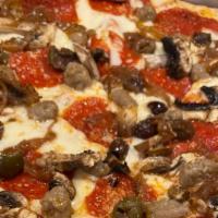 Large Pike Place Market Pizza · One of our very best...Pepperoni, sausage, mushrooms, olives, and caramelized onions