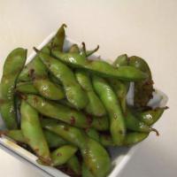 Garlic Soy Edamame · Vegan. Pan fried with garlic soy sauce.