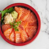 Salmon Bowl · Salmon sashimi over sushi rice.