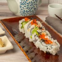 House Roll · Tempura shrimp, avocado, salmon crab.