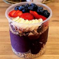 Extraordinary · Acai, granola, chia pudding, almonds, banana, strawberries, blueberries, coconut flakes, goj...