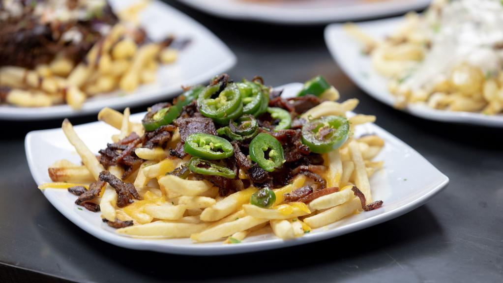 Jalapeño, Bacon, And Cheddar Fries · with Chipotle Aioli.